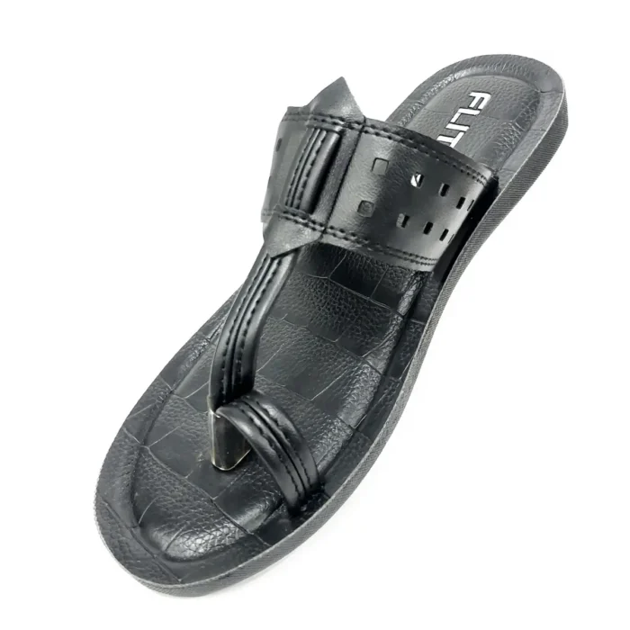 Flite Black Kolhapuri Slippers for Men - Image 2